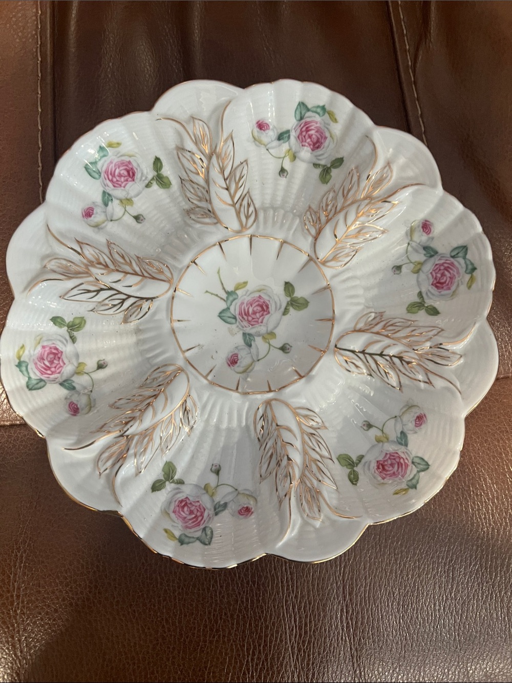 Porcelain Pink Rose Gold-Trimmed Decorative Bowl